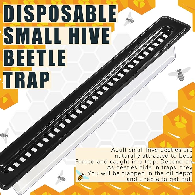 Qualirey 100 Pcs Plastic Beehive Beekeeping Tools Set Hive Trap Beetle Blaster Kit for Hive Beetle Beekeeping Supplies Control Beetles (Black)