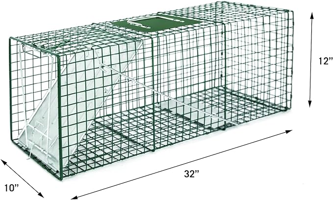 HOMESTEAD 32 Inch Live Animal Trap - Specialized for Raccoons, Opossums, Groundhogs, Skunks, Feral Cats, Squirrels - Humane Way Catch & Release Animal Trap