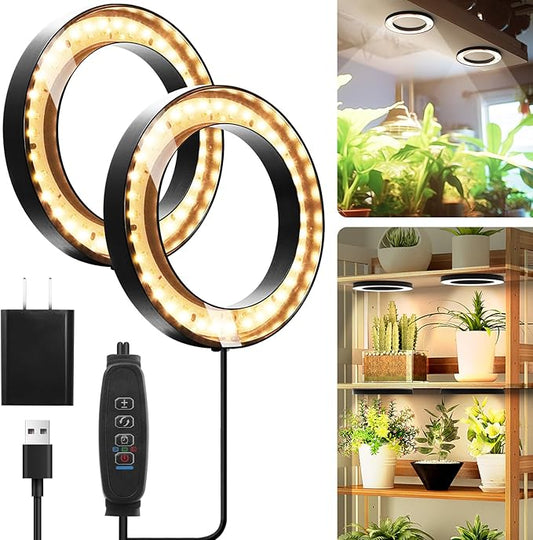 Mosthink 6.3" Ceiling Grow Lights for Indoor Plants, 144 LEDs Plant Light Full Spectrum, Under Cabinet Growing Lamp with Auto Timer, 10 Dimmable Levels, 3 Modes with Transparent Cover,Corded