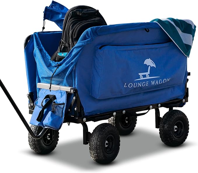 The Lounge Wagon – The Only Wagon That Converts into a 2-Person Chair - 3-in1 cart - Included Cargo net- Ultimate Beach Wagons– Beach Chairs for Adults – Sports Wagon(Umbrella Sold Separately)…