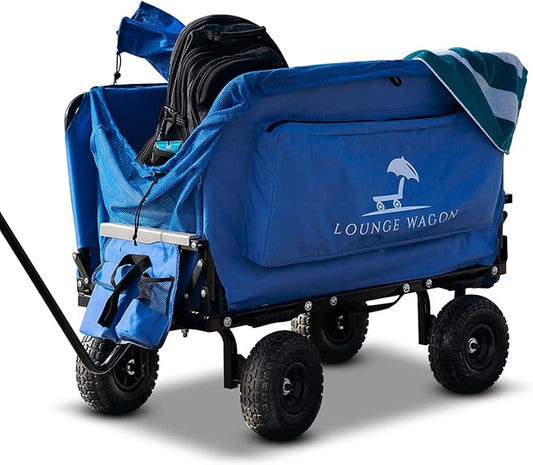 The Lounge Wagon – The Only Wagon That Converts into a 2-Person Chair - 3-in1 cart - Included Cargo net- Ultimate Beach Wagons– Beach Chairs for Adults – Sports Wagon(Umbrella Sold Separately)…