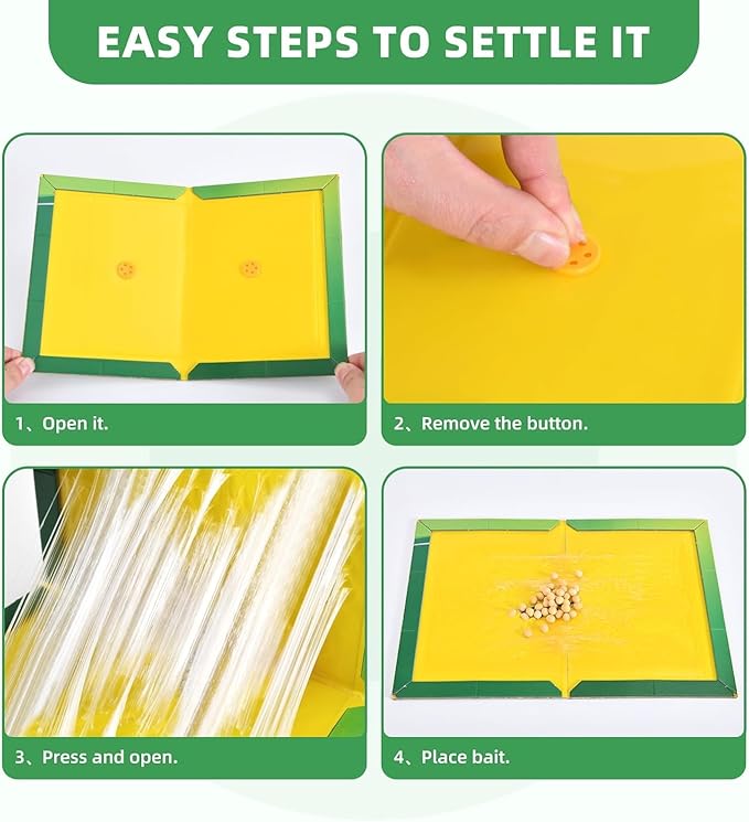 Jazb Mouse Traps Indoor for Home - 12 Pack Sticky Mouse Traps, Glue Traps for Mice Boards for Indoor, Outdoor, Kitchen and Garden