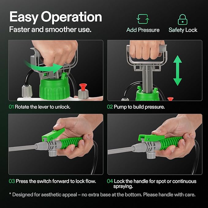 VIVOSUN 1.8 Gal/7L Pump Sprayer, Garden Water Sprayer for Plants, Weeds & Lawn Care, with 3 Nozzles, 50'' Long Hose & Pressure Relief Valve