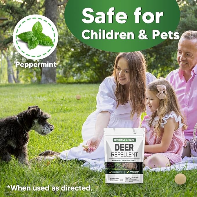 Deer Repellent, Rabbit Repellent, Deers Repellant for Garden, Deer & Rabbit Deterrent for Yard/Plants/Flowers/Trees, Safe & Cover for 100 sq ft Area -10 Packs