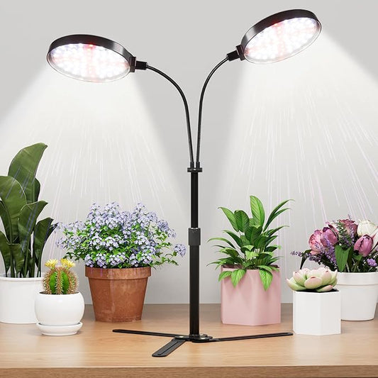 Grow Lights for Indoor Plant, 6000K 174LEDs Full Spectrum Plant Lights for Indoor Growing, 4.7'' LED Dual Ring Height Extendable Grow Light, Auto On Off Timing 4/8/12Hrs, 12V 3A Plug High Power Output