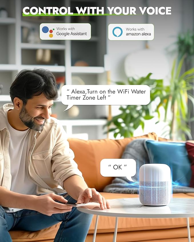 RAINPOINT WiFi Water Timer for Garden Hose, Brass Inlet WiFi Sprinkler Controller, Smart Hose Timer Valve with Antenna Gateway, Automatic Drip Irrigation System/Rain Delay for Garden/Lawn/Yard