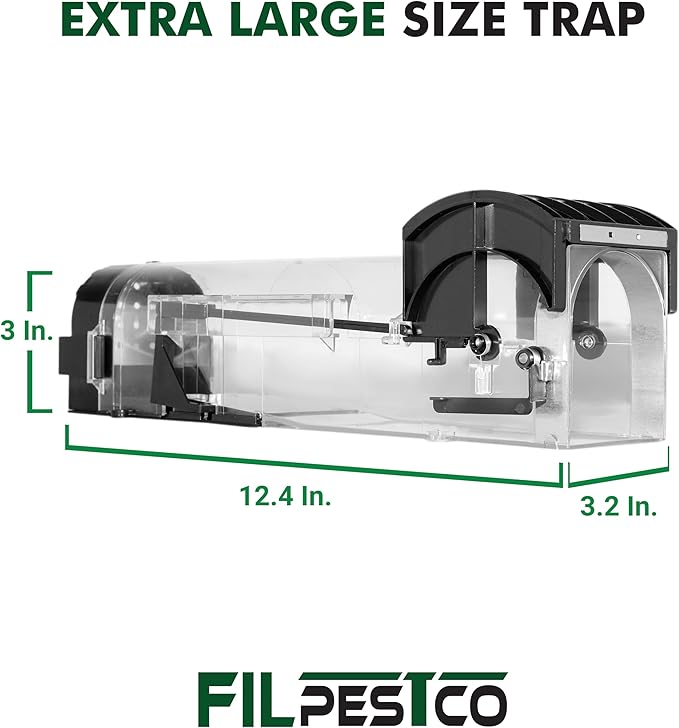 Set of 4 Humane, Catch and Release, Reusable, Tunnel Motel Mouse and Rat Trap for Indoor and Outdoor Pest Control Solutions