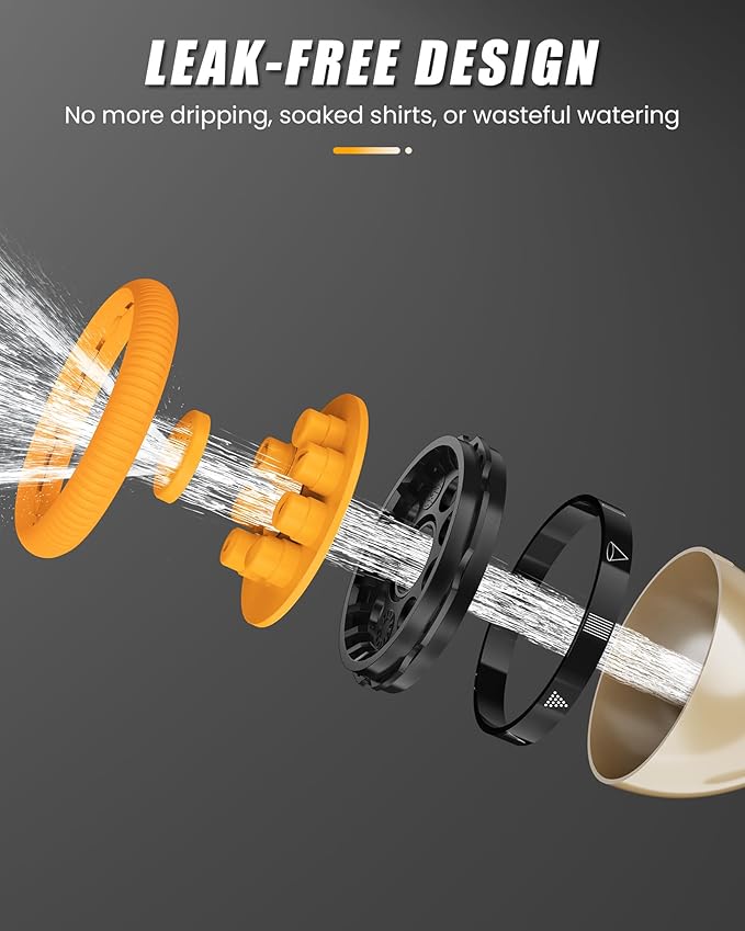 RAINPOINT Garden Hose Nozzle, Heavy Duty Metal Water Hose Sprayer Nozzle with 9 Adjustable Spray Patterns, High Pressure Hand Sprayer for Watering Plants & Lawns (Orange)