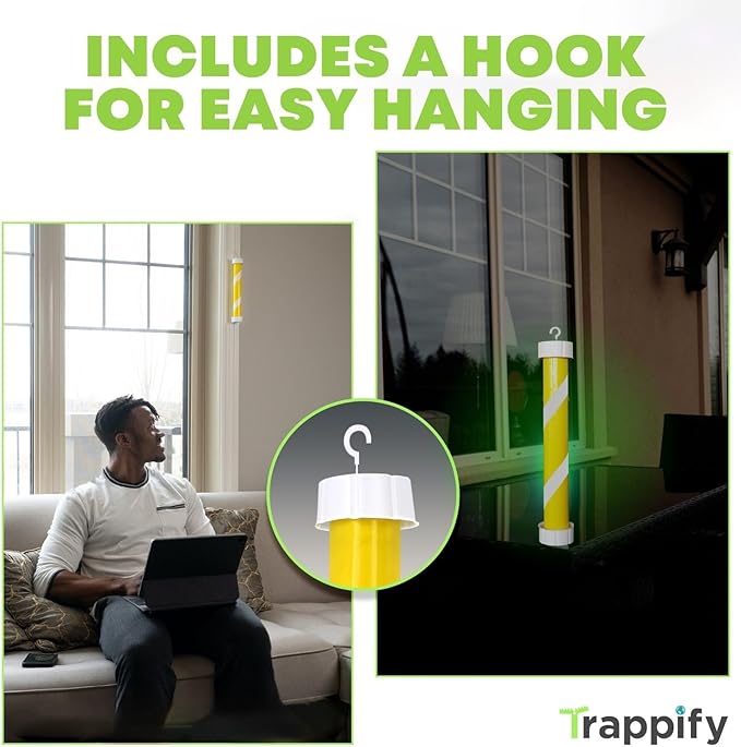 Glow-in-The-Dark Fly Stick by Trappify: Premium Indoor & Outdoor Fly Traps | Water-Resistant Sticky Trap for Fruit Fly Traps for Indoors, Gnat Traps for House Indoor, and Fly Trap Indoor (2 Pack)