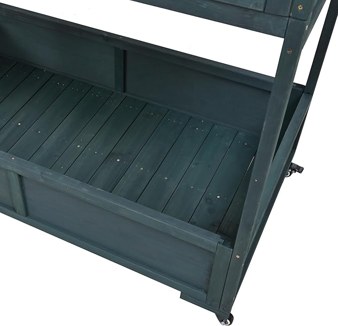 Merax 69" Wooden Greenhouse with Wheels - Portable Cold Frame for Balcony/Patio, UV-Resistant Indoor Outdoor Plant Growing Cabinet (Large, Heavy-Duty) (Forest Green)