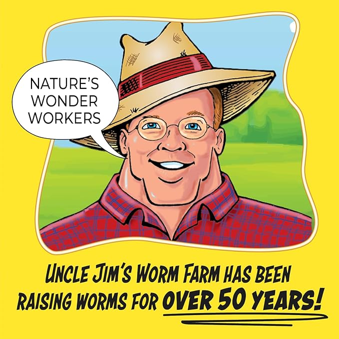 Uncle Jim's Worm Farm 1000 Count Red Wiggler Composting Worms Mix for Garden Soil or Fishing | Pack of Compost Worms Improves Soil Structure and Quality for Healthier Gardens