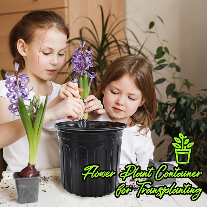 Anyumocz 90Pcs 1 Gallon Nursery Pots for Plants,Plastic Seedling Pot with Drainage Holes,Garden Flower Plant Container for Transplanting,Succulents,Cuttings(Black)