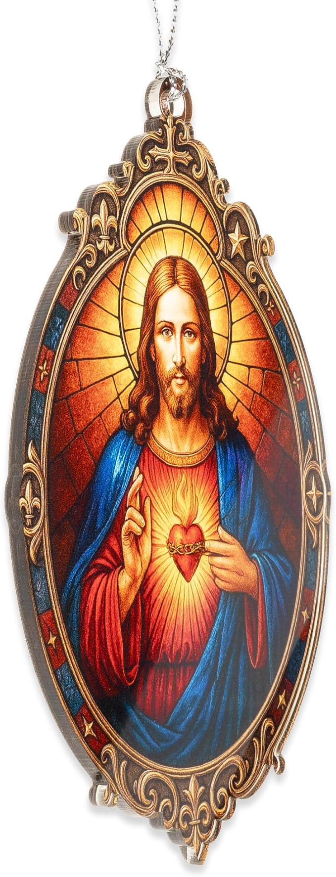 Sacred Heart Jesus Ornament – christian ornament – jesus gifts – religious decor – christmas ornament – Suncatcher effect window hanging – Car Hanging