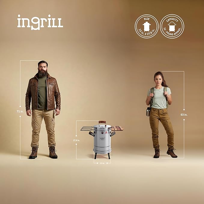 Charcoal Grills - 12 lbs Stainless Steel Smoker Grill 3-in-1 for Cooking & Home BBQ - Portable Vertical Smoker Barrel for Outdoor Grilling & Camping - Meat Grill with Thermometer & Accessories