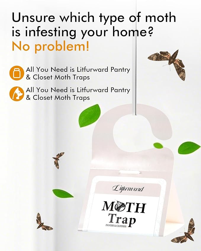 Pantry Moth Traps - Extra Strength Hanging Clothes Clothing Moth Traps with Pheromone for House Pantry Indoor Closets - 20 Pack