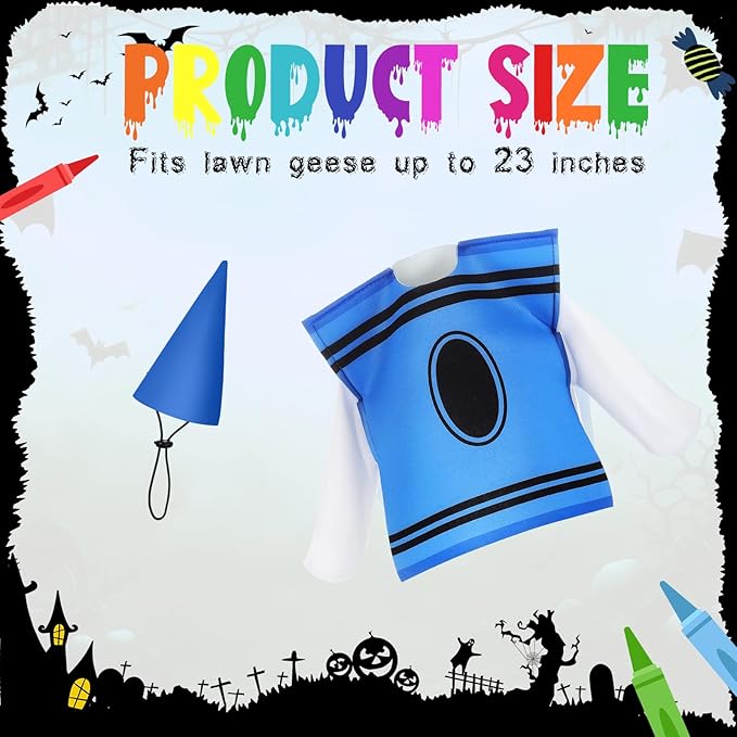 Geyoga Halloween Goose Crayon Costume Porch Goose Outfits 23" Fall Geese Clothes Classroom Lawn School Garden Patio Yard Outdoor Decorations(Blue,Crayon)