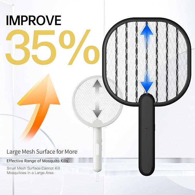Electric Fly Swatter Mosquito Zapper: BUZZKICK Bug Zapper Racket with 3500V Powerful Battery Powered Handheld Electronic Fly swatter for Indoor Outdoor Use, 2AA Battery Required (Not Included)