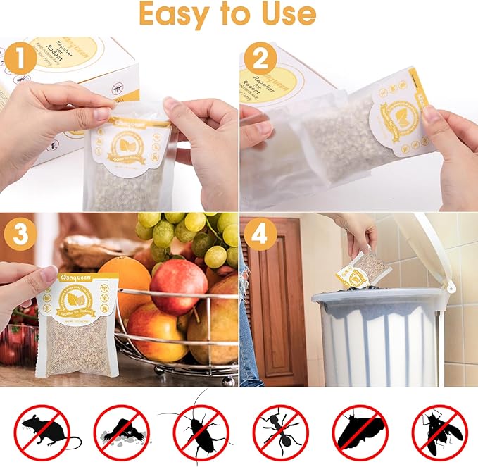 10 Pack Rodent Mouse Repellent Pouches Peppermint Oil to Repel Mice and Rats, Mouse Mice Repeller Pest Repellent Pouches for House Mouse Deterrent Indoor