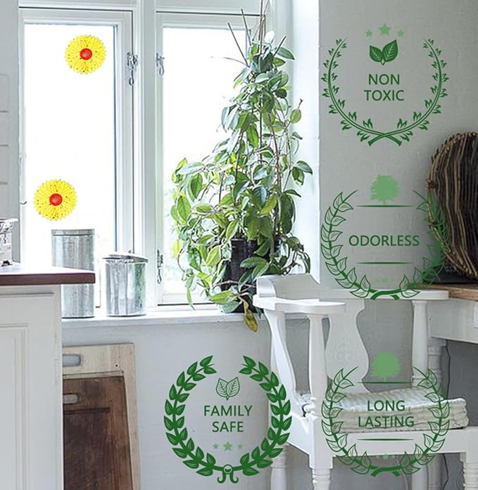 16 Pack Window Fly Traps, Fruit Fly Traps for Indoors, Paper Sticky Strips with Beautiful Sunflower Design, House Fly Catcher Trap for Home, Pest Control for Kitchen and Garage