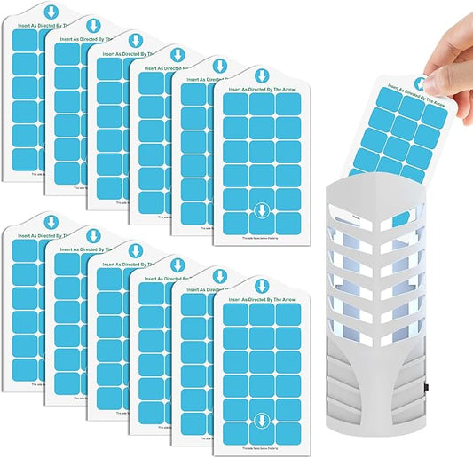 Qualirey 12 Pack Flying Insect Trap Refill Compatible with VEYOFLY Fly Trap LAMP Refill-VF02, Glue Board Bug Catcher, Replacement Sticky Glue Cards for Indoor Mosquito Gnat Fly & Other Bugs (Classic)