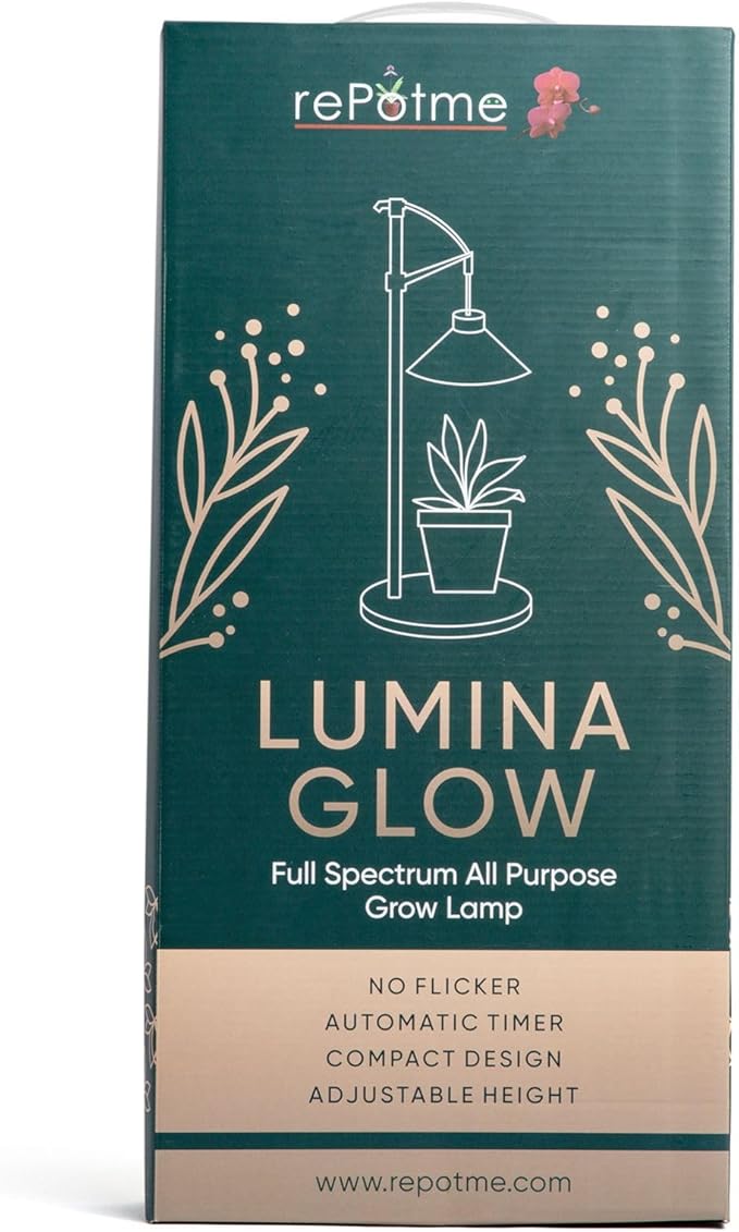 rePotme Lumina Glow - Grow Light for Indoor Plants - Full Spectrum LED Plant Light, White Accents, No Tools Required, White Grow Lamp