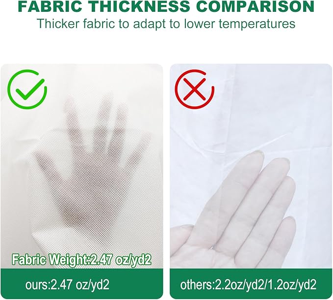 2 Packs Plant Covers Freeze Protection, 75"W X 90"H Large Frost Blankets 2.47oz/yd² with Zipper Drawstring, Reusable Frost Cloth Tree Covers Shrub Jackets for Winter Outdoor Plants Fruit Tree Potted