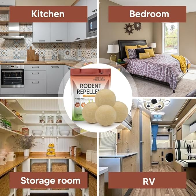 Rodent Repellent, Mouse Repellent, Rat and Mice Repellant Indoor/Outdoor, Peppermint Balls for Rodents, Mouse Deterrent That Works Indoor for Home 8-Pack