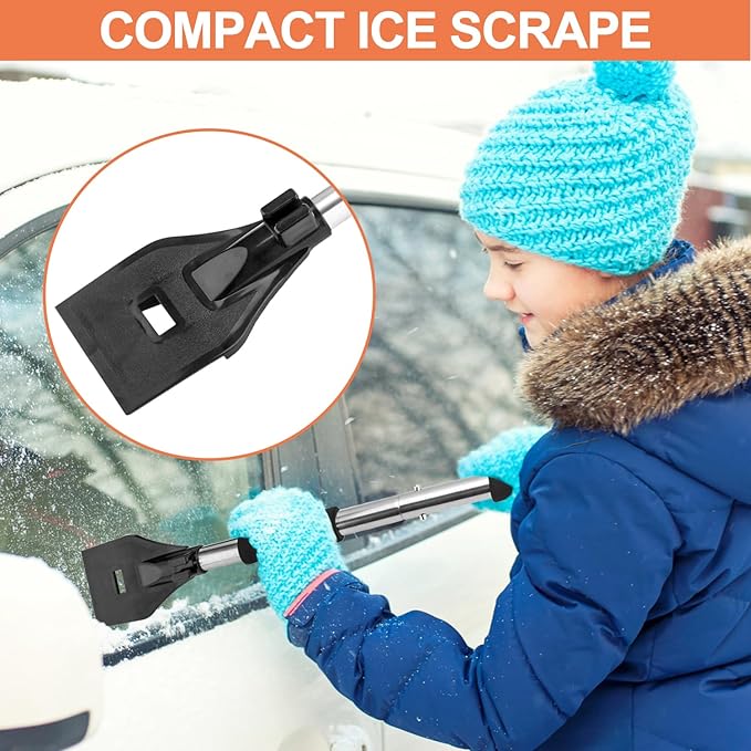 OCGIG 3-in-1 Portable Snow Shovel Kit with Ice Scraper and Snow Brush, Emergency Collapsible Design Snow Remover Set for Garden, Camping, Car, Trucks and Other Outdoor Activities