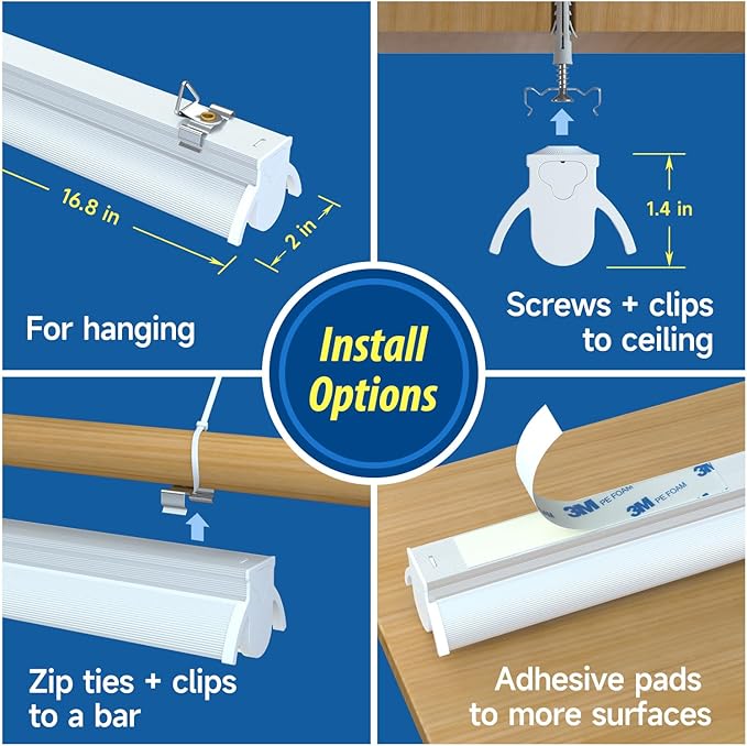 Plant Lights for Indoor Growing Seedlings - 16 in Long, 4-Count (10W x4) Full Spectrum T5 Grow Light Bars for Seed Starting, 4000K White LED Grow Lamp w/Reflectors for Shelf/Rack