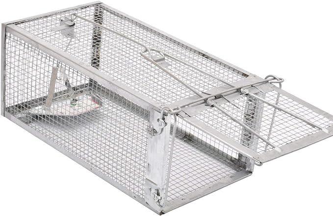 Kensizer Humane Rat Trap, Chipmunk Rodent Trap That Work for Indoor and Outdoor Small Animal - Mouse Voles Hamsters Live Cage Catch and Release 1-Pack Small 10.5" L x 5.5" W x 4.5" H