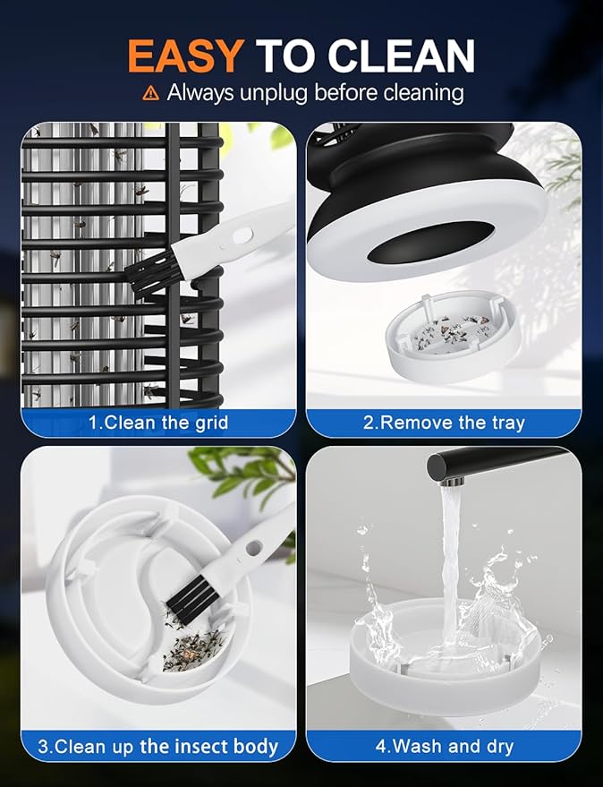 CLEVAST Bug Zapper Outdoor - Electric Mosquito Killer with UV Light, Waterproof Fly Trap for Patio, Yard, Garden, Indoor Use, Black Insect Zapper Lamp - Vintage