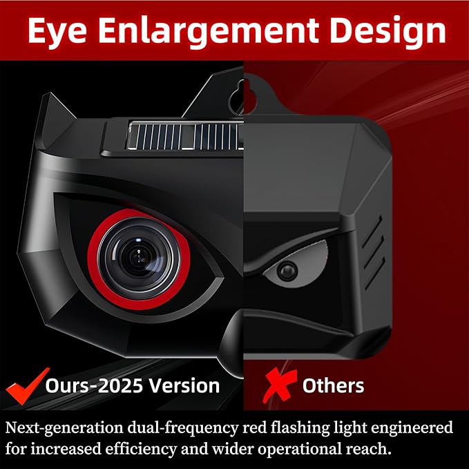2025 Solar Nocturnal Animal Repeller,2 Pack Racoon Repellent Outdoor,Waterproof Deer Repellent Device,Wall-Mounted Red Flashing Light, Skunk Fox Coyote Deterrent for Chicken Coop Garden Yard