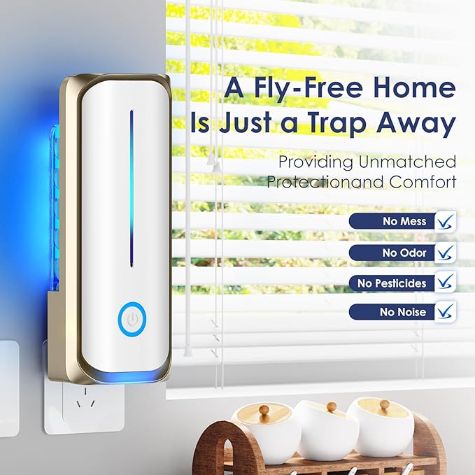 Flying Insect Trap, Plug in Fruit Fly Traps for Indoors, Light Trap Indoor Bug Zapper Gnat Traps for House Indoor with 10 Glue Card Refills