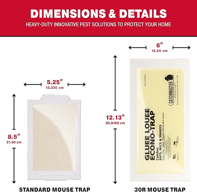 Catchmaster Heavy Duty Rat, Mouse, Rodent, and Snake Glue Boards - 30 Rat Traps Per Pack
