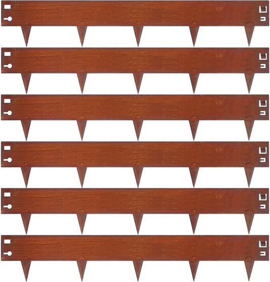 42" L X7.9 H Corten Steel Landscape Edging, 6 Pack Hammer in Landscape Edging, Garden Edging Border for Lawn, Flower Bed, Yard (Rust-Colored)