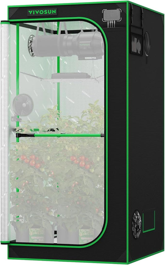 VIVOSUN P336 36"×36"×72" PRO Grow Tent, with Thick 1 inch Poles, Strengthened High Reflective Mylar Oxford Fabric, Extra Hanging Bars & High CFM Kit for Hydroponics Indoor Plant for AeroLight A200SE
