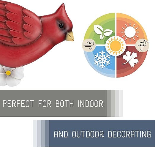 NAT & Jules Animal Character Shaped Dimensional Indoor Outdoor 11 inch Cast Resin Decorative Garden Stepping Stone, Patio, Walkway Sculpture Yard Art, Cardinal Red