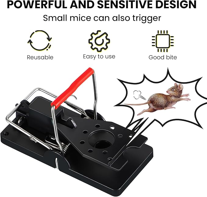 Qualirey 18 Pcs Plastic Mouse Rat Traps House Indoor Quick Effective Safe for Warehouse Garden Kitchen 3.86 x 1.81 x 2.17 Inch (Black,Red)
