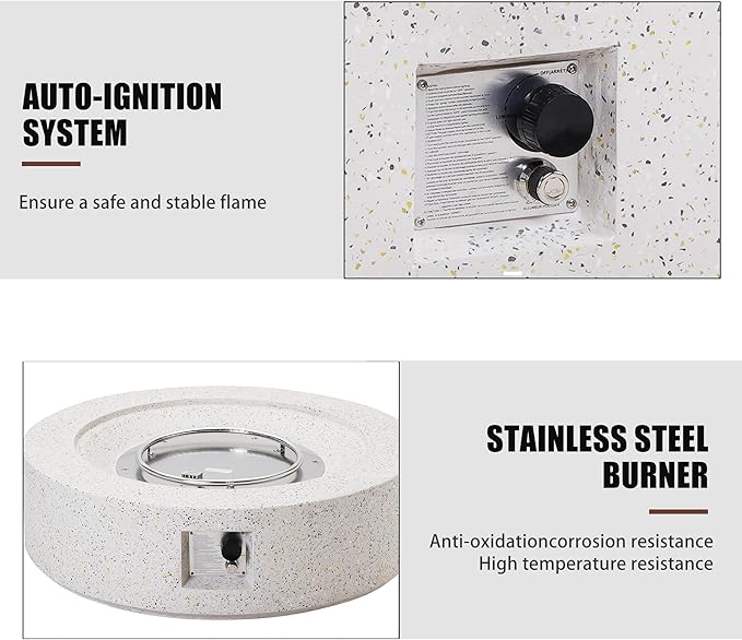 NAGA HABNA 41 Inch Propane Fire Pit Table, Rectangle Outdoor Fire Table w Blue Fire Glass (50,000 BTU), Gas Fire Pit w Waterproof Cover for Garden, Pool, Backyard