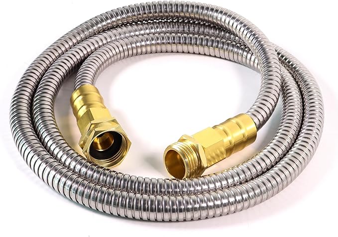 Short Metal Garden Hose 6 ft – 304 Stainless Steel Water Hose Leader, Flexible Hose Extension, Small Lightweight Hose Extender,No Kink Outdoor Hose (6 ft)