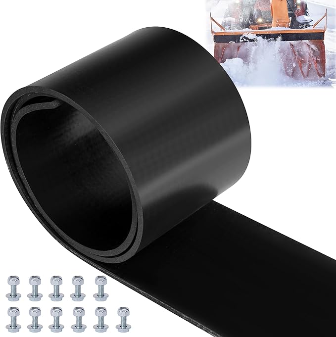 RunNico Universal Snow Plow Blade Flap - 72”x 6”x 1/4” Rubber Snow Deflector with 11 Sets Mounting Hardware - Snowplow Rubber Plow Deflector Attachments,Suitable for 48”-72” Blades