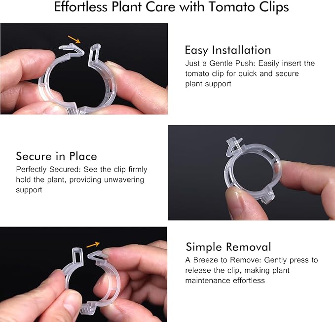 Bulk Tomato Clips, Plant Support Clip for String Trellis Climbing Plants Garden Vegetables- 200PCS/White