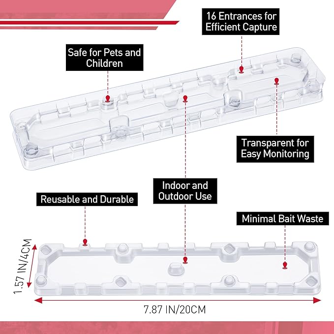 Qualirey 8 Set Ant Bait Stations Reusable (Bait NOT Included), Multi Surface Ant Killer Trap for Home, Control for Indoor and Outdoor Use, Roach Station for Common Household (Large)