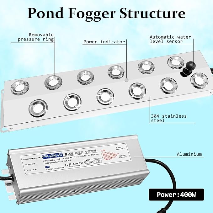 Ultrasonic Fogger 12 Head Ultrasonic Mist Maker,9000ml/H 400W Mist Maker Fogger,12 Head Ultrasonic Fogger Mist Maker,12 Head Ultrasonic Mist Maker fogger Ultrasonic Mister Fogger 12Head Fogger