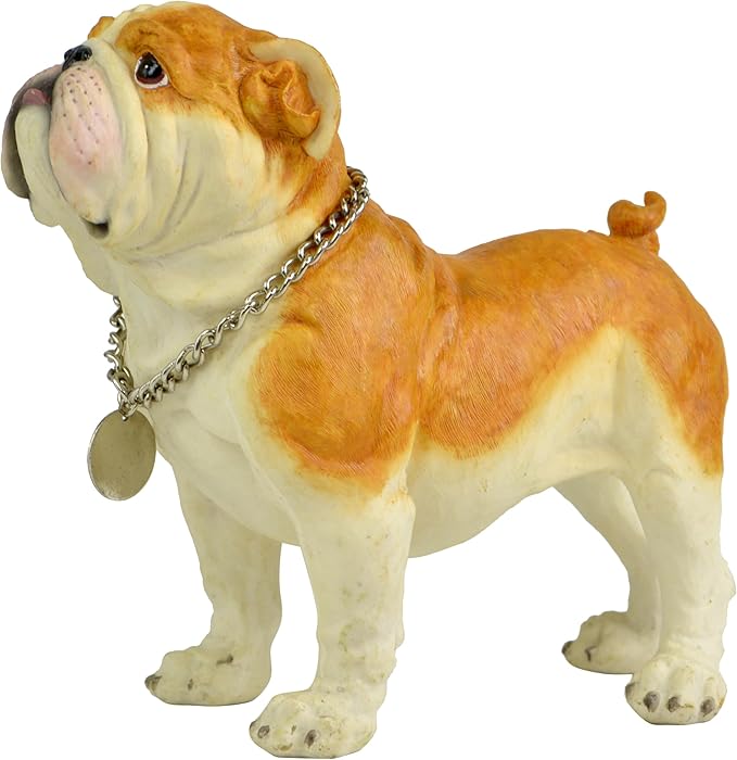 Adorable Standing English Bulldog Puppy Garden Statue, Cute Decorative Resin Figurine for Backyard, Porch, Lawn, Patio for Dog Lovers