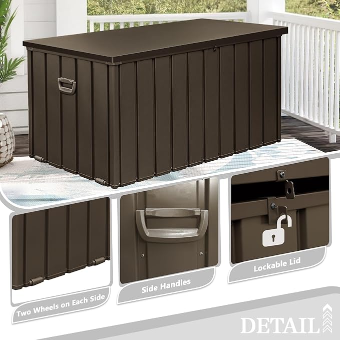Domi 200-Gallon Outdoor Storage Box – Waterproof, Lockable Storage Cabinet for Patio Furniture, Garden Tools & Pool Supplies – Large Metal Storage for Cushions