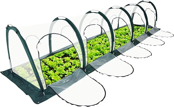 Portable PE Plastic Tunnel Greenhouse for Outdoors - Cambered Poly Transparent Long Greenhouses Clear Insulation Grow Tent Ideal for Backyards and Patio Vegetable Cultivation (5M)