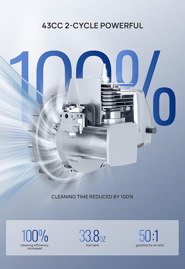 WILD BADGER POWER Leaf Blower Backpack, 43cc Gas Powered Strong Air Flow , Light Weight 17.4 lbs, Ideal for Leaf, Sand, Gravel, Snow, Yard and Driveway