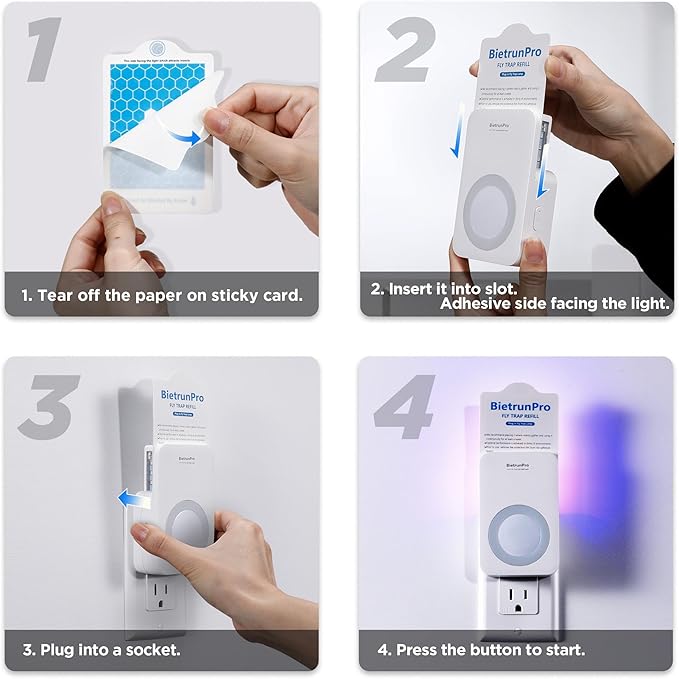 Fly Traps Indoors(2 Device+10 Refills), Gnat Traps for House Indoor with Night Light, 3-in-1 UV/Blue/Yellow Light Plug-in Flying Insect Traps, Fruit Fly Killer, NAT Killer, Get Rid of Gnat Infestation