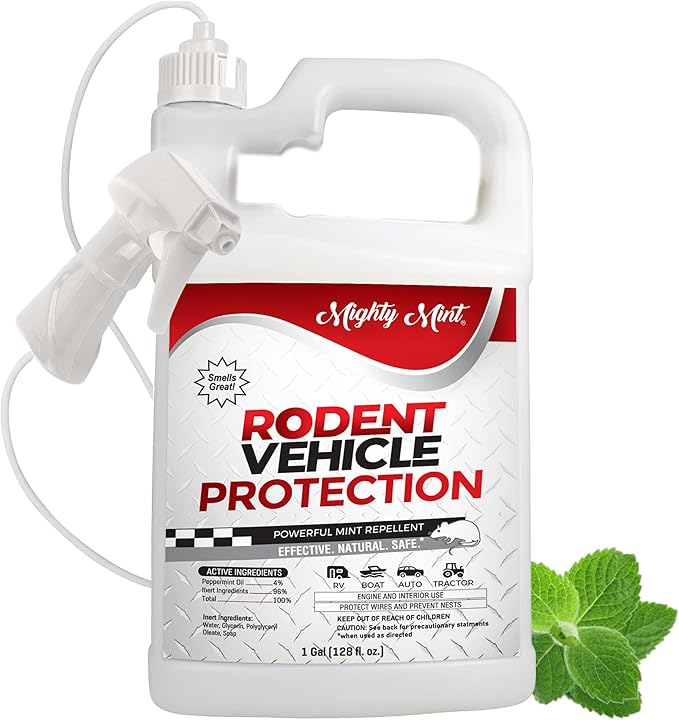 Mighty Mint Gallon (128 oz) Rodent Repellent Spray for Vehicle Engines and Interiors - Cars, Trucks, RVs, & Boats